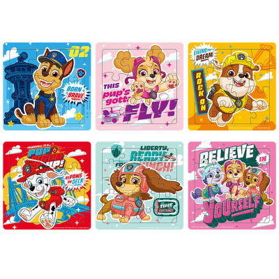 Juego de 6 estilos de rompecabezas de la patrulla canina, juguete educativo de Aprendizaje Temprano para bebés, rompecabezas de vehículos bonitos de dibujos animados para niños, regalo para niños