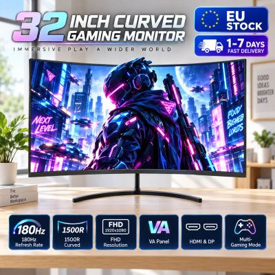 Monitor curvo para juegos Crua GF320D de 32 pulgadas y 180 Hz, pantalla VA de 1080P FHD y 1800R, monitor para PC con HDTV y DisplayPort DP, pantalla de alta frecuencia de actualización para juegos,