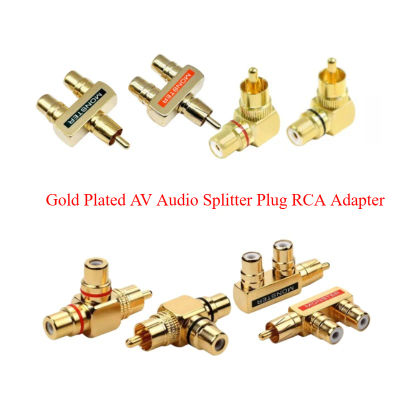 2 Piezas de Adaptador Divisor de Audio AV Chapado en Oro, Conector RCA de 1 Macho a 2 Hembras para Altavoces de Cine en Casa, Equipos de Audio y Video