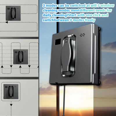 Robot Limpiacristales Cuadrado con Doble Pulverización de Agua, Limpiador de Vidrios Eléctrico con Motor sin Escobillas, Control Remoto por Aplicación y Bluetooth, Indicaciones de Voz, Múltiples Modos