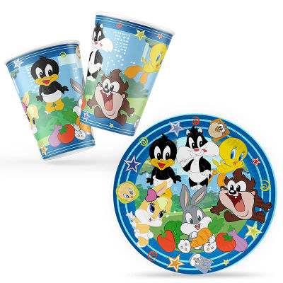 Decoraciones para Fiesta de Cumpleaños con Temática de Looney Tunes, Vasos de Papel, Platos, Pajitas, Artículos para Fiestas de Bebés y Cumpleaños Infantiles