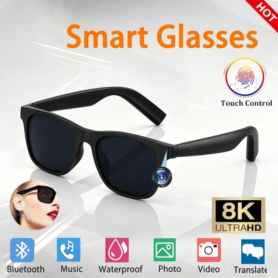 Gafas Inteligentes con Cámara 8K, IA, Control Táctil, Grabación de Fotos, Traductor, Asistente de Voz, Música, Bluetooth Inalámbrico