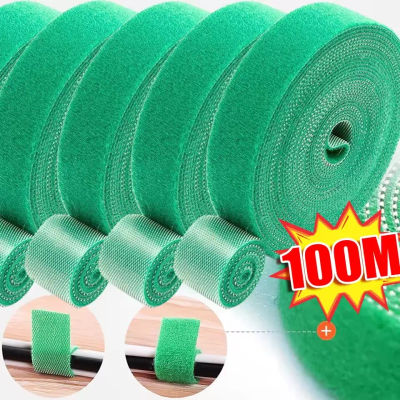 Brida para cables de nailon autoadhesiva, soporte de bucle de gancho ajustable verde para plantas, vendaje de hilo de jardín, tiras de cinta de sujeción reutilizables