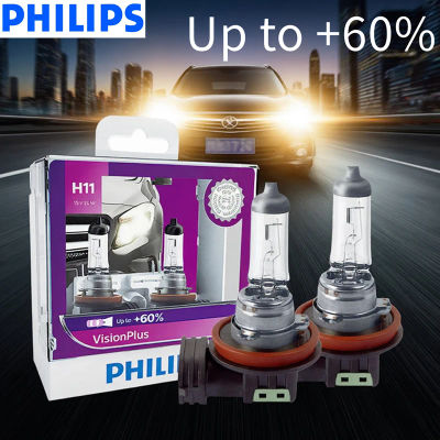 Philips H11 12V 55W PGJ19-2 VisionPlus 3250K luz brillante hasta 60% visión halógeno lámparas originales para coche faro 12362VPS2