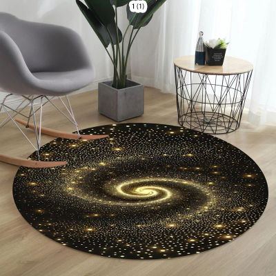 Alfombra redonda Galaxy con patrón de galaxia en espiral, alfombra antideslizante suave con efecto 2D, alfombra antideslizante suave con diseño de universo estrellado para sala de estar y dormitorio