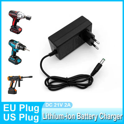 Fuente de alimentación DC 21V 2A con enchufe europeo, cargador de batería de litio AC100-240V para taladros eléctricos, pistolas de agua eléctricas para batería Makita