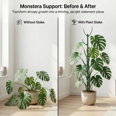 Estacas de Soporte para Plantas Monstera, 5 Marcos de Soporte y 1 Rollo de Velcro, Estacas de Jardín Diseñadas Específicamente para Tallos de Plantas Trepadoras