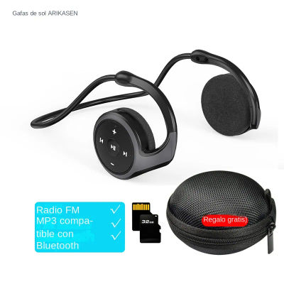 Auriculares inalámbricos con Bluetooth, reproductor de MP3, Radio FM, comodidad en la oreja, ranura para tarjeta TF, auriculares deportivos inalámbricos con micrófonos