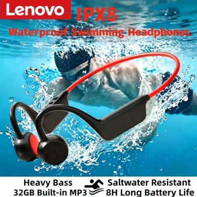 Auriculares Lenovo de Conducción Ósea, Inalámbricos, para Natación y Deportes, IPX8, Bluetooth 5.4, con Micrófono, Resistentes al Agua, para Ejercicio y Fitness 2026