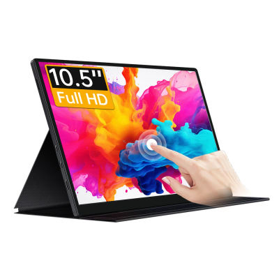 Damrapt-Monitor portátil FHD de 10,5 pulgadas, pantalla táctil, Monitor externo con Funda de cuero para ordenador portátil, Macbook, teléfono inteligente, Xbox gaming