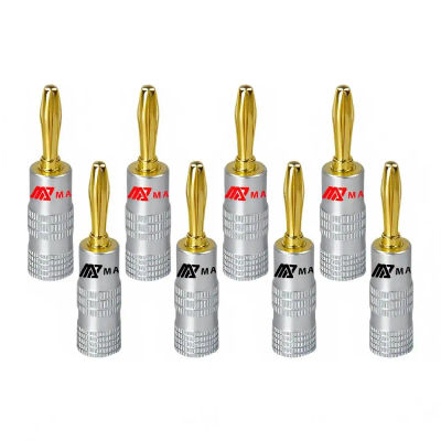 8 Uds. Conectores banana Matihur 24K chapado en oro conector Banana de 4MM con bloqueo de tornillo para conector de Audio enchufes de altavoz HiFi