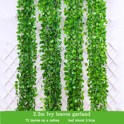 Plantas artificiales de hiedra verde de 210cm, guirnalda de hojas falsas, planta colgante de pared, vid, decoración de Gardan para el hogar, hojas de corona para fiesta de boda