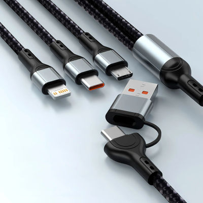 Cable de carga rápida USB 5 en 1 PD para iPhone16 15 14 Xiaomi Android Micro USB tipo C cargador de teléfono Cable de datos multipuerto