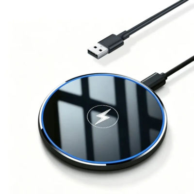 Cargador Inalámbrico de Escritorio con Luz LED para iPhone 17 16 15 14 13 12 Pro Max, Airpods Pro, Estación de Carga Rápida para Samsung Xiaomi
