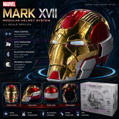 Casco de Alta Calidad de Iron Man Mk17 de Marvel con Control por Voz, Transformable, Control en Inglés, Bluetooth y Altavoz Jarvis