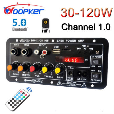 Placa Amplificadora de Audio Woopker D10-II, Módulo AMP Bluetooth Digital de 30-120W para Altavoz de 4 Ohmios, 110V-220V 12V/24V con Pantalla LED