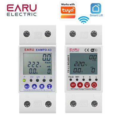 Medidor de Energía Inteligente WiFi EARU Tuya, Monitor de kWh, Protector de Sobretensión, Subtensión, Fugas a Tierra, Interruptor de Relé de Tiempo