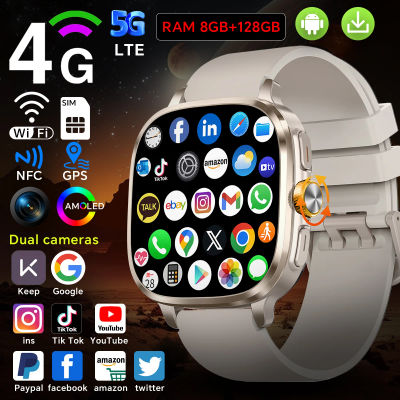 Versión global Android 13,0 S99 Smartwatch Pantalla Amoled de 2,4 pulgadas insertar tarjeta Sim GPS WIFI 190 ° Reloj inteligente con juego de cámara giratoria