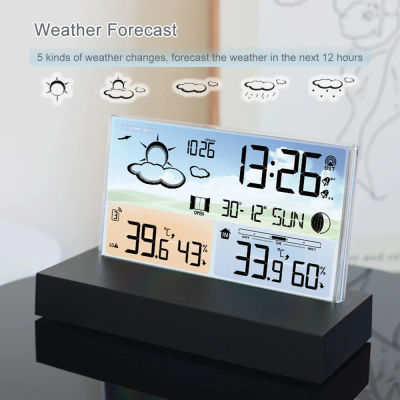 Estación Meteorológica transparente con pantalla de color de vidrio, termómetro, higrómetro, Monitor Digital de temperatura y humedad, pronóstico del tiempo, nuevo