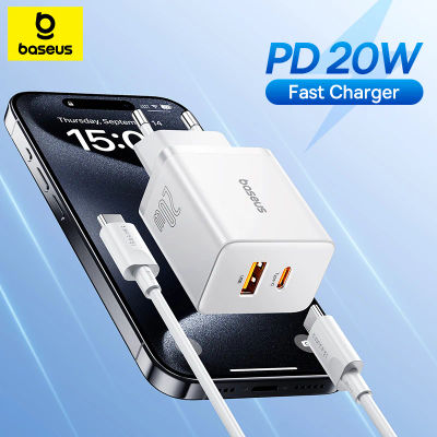 Baseus-cargador USB de 20W, puerto de carga Dual, compatible con tipo C PD, cargador de teléfono de carga rápida para iPhone 15 14 13 12 Pro Max 11 8 Plus