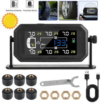Sistema de supervisión de presión de neumáticos, 6 sensores externos, advertencia de temperatura, ahorro de combustible, Monitor inteligente de presión de neumáticos de coche y camión H13