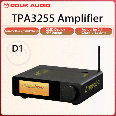 Amplificador Estéreo HiFi Bluetooth 5.2 Ampapa D1, Amplificador de Audio para el Hogar de 2.0 Canales con Medidores VU Digitales HPF 300Wx2