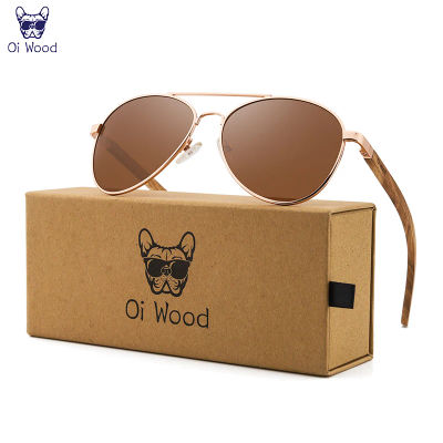 Oi Wood Gafas de sol Piloto Gafas de sol Hombres Mujeres Gafas polarizadas Lente azul Uv400
