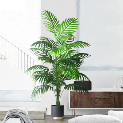 Palmera Artificial grande de 90-120cm, plantas falsas tropicales, hojas de palma de plástico verde, rama de árbol Monstera grande para decoración del jardín del hogar