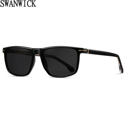 Gafas de sol cuadradas Swanwick TR90 para hombre, gafas de sol polarizadas de acetato a la moda, gafas de sol masculinas para conducir, estilo europeo, negro, verde, verano