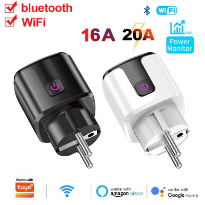 Enchufe Inteligente Wifi 20A AC100-240V, Enchufe Europeo con Monitor de Energía, Control por Voz con Alexa y Google Home, Compatible con Tuya Smart Life
