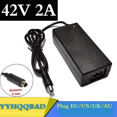 Cargador de batería de 42V 2A para batería de iones de litio de 36V 10S, paquete de 18650 conectores RCA de 8MM, adaptadores de fuente de alimentación