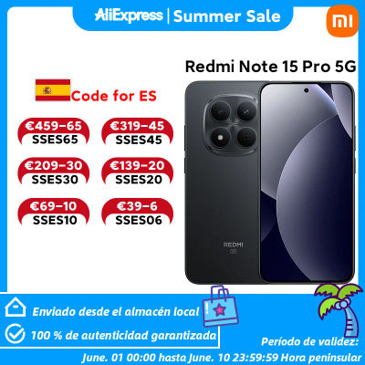 Versión Global Redmi Note 15 Pro 5G Dimensity 7400-Ultra Smartphone, Batería de 6580mAh con Carga Rápida de 45W, Cámara Principal de 200MP con OIS, Teléfono Celular Xiaomi