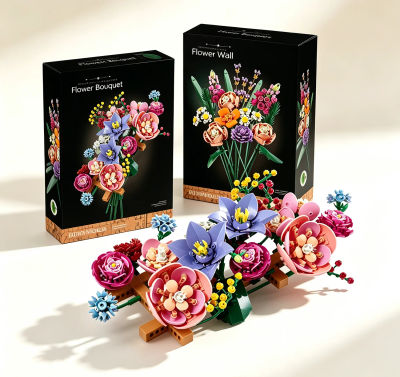 Set de Bloques de Construcción de Ramos de Flores Artificiales, Colección Botánica DIY, Decoración para el Hogar, Rosa, Orquídea, Planta en Maceta, Regalos para Mujeres, Madres, Esposas
