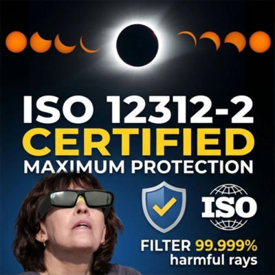 Gafas de Eclipse Solar Seguras con Marco de Plástico, Visor Solar Profesional para Observación Directa del Sol, Gafas para Eclipse Total