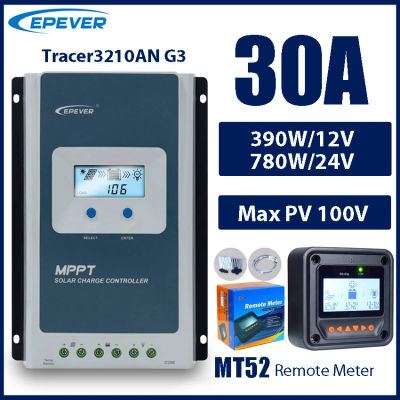 Controlador de carga Solar MPPT de 30A, Panel Solar de voltaje máximo de batería de 12V/24V, regulador EPEVER de 100V con Monitor de datos MT52