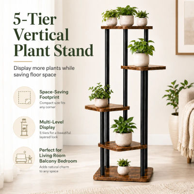Soporte de plantas de interior de varias capas, soporte de exhibición de plantas vintage para esquina, estante para macetas de 4/5/6 niveles para el hogar, oficina, balcón exterior