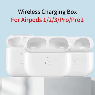 Caja de carga Original de repuesto para Airpods Pro 1, 2, 3, funda cartuchera de batería para auriculares Bluetooth con luz indicadora LED