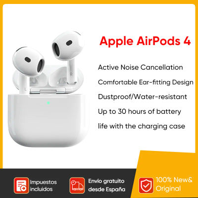 Nuevos Apple AirPods 4 con Cancelación Activa de Ruido, Auriculares Inalámbricos Bluetooth, Audio Adaptativo, Sonido Ambiental, hasta 30h de Duración con Estuche