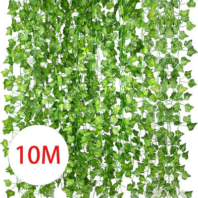 Guirnalda de hojas de hiedra artificiales de 2/4/8/10M, enredaderas colgantes, plantas falsas, decoración de pared verde para exteriores, Festival, jardín, decoración de fiesta en casa