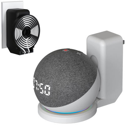 Soporte para tomas de pared para Echo Dot 5a generación / Echo Dot 4. a generación con almacenamiento de cables, estuche rígido para PC, soporte de altavoz Alexa mate