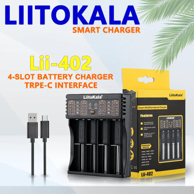 LiitoKala Lii-402 Cargador de batería inteligente universal compatible con múltiples tamaños que incluyen baterías 18650, 26650, 18500