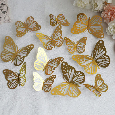 Topper para tarta de feliz cumpleaños, accesorio de oro rosa, plegable, tipo mariposa, para fiesta de niños, decoración de postres, regalo para Baby Shower, 12 piezas