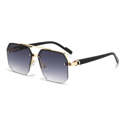 Gafas de sol de gran tamaño Retro con doble puente, gafas de sol poligonales cuadradas de Metal para hombre, gafas de sol con gradiente de moda UV400, gafas de sol de tendencia para mujer