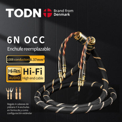 TODN 1 par de cables de altavoz cable de audio hifi de alta gama 6N OCC altavoces CABL enchufe banana reemplazable Yplug conectar el amplificador