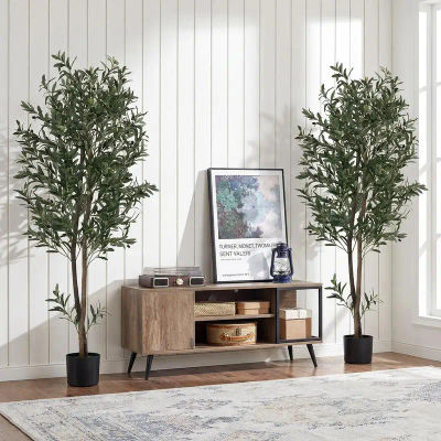 Olivo Artificial Realista con Frutos de Oliva, Planta Artificial sin Mantenimiento, Vegetación Perenne para Decoración Interior y Exterior del Hogar
