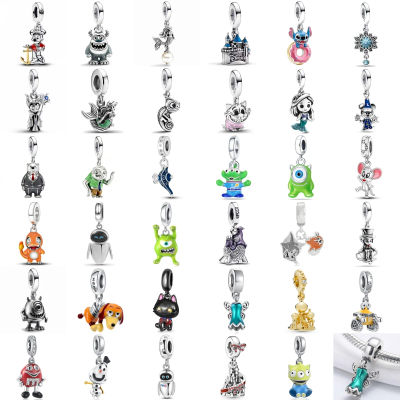 Abalorios de Plata de Ley 925 con Diseño de Robot, Castillo y Sirena, Compatibles con Pulseras Europeas para Mujer, para Hacer Joyería DIY, Regalo