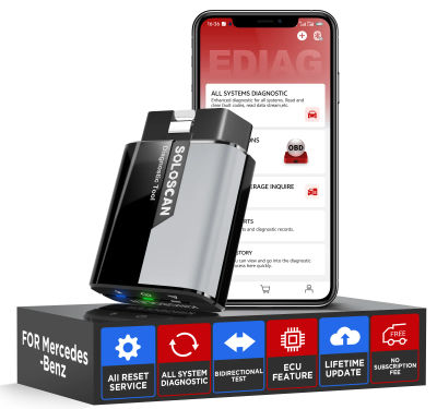 KINGBOLEN Soloscan OBD2 escáner Bluetooth, bidireccional 20+ reinicio herramienta de escaneo de diagnóstico de coche para Benz/BMW/Audi/GM sin vida