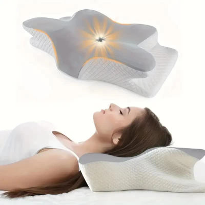 Almohadas de espuma viscoelástica en forma de mariposa, almohada relajante Cervical de rebote lento para el cuello, almohada ortopédica para aliviar el dolor para dormir