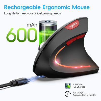 Nuevo ratón vertical inalámbrico de modo dual, Bluetooth 5,1, silencioso, ergonómico, 6 botones, tipo C, 2400DPI, antideslizante para ordenador portátil de oficina