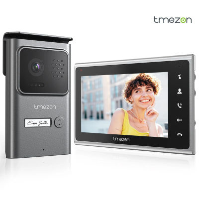 Sistema de intercomunicación con timbre y videoportero de 2 cables para el hogar, cámara con monitor TMEZON de 7 pulgadas, desbloqueo remoto/visión nocturna/botón táctil